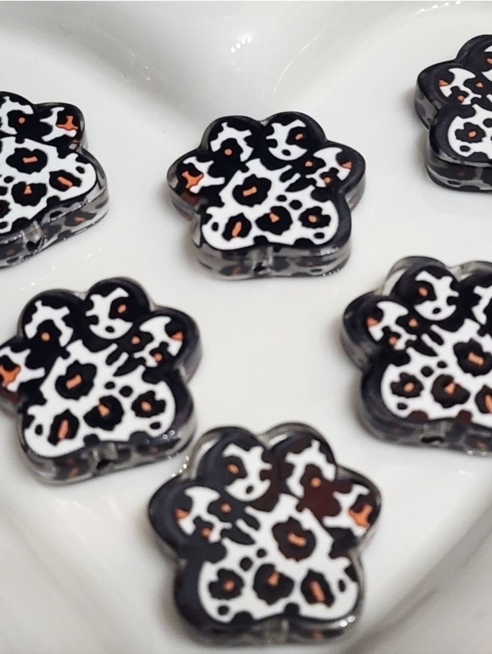Paw Print Focal Beads 2 Pcs Dogs Cats Jewelry Making Crafts Keychain Phone Chain